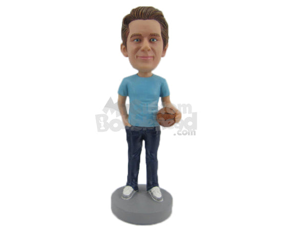 Custom Bobblehead Cool Dude Wearing T-Shirt And Jeans Has A Basketball In Hand - Sports & Hobbies Basketball Personalized Bobblehead & Cake Topper Custom Bobblehead Cool Dude Wearing T-Shirt And Jeans Has A Basketball In Hand - Sports & Hobbies Basketball Personalized Bobblehead & Cake Topper